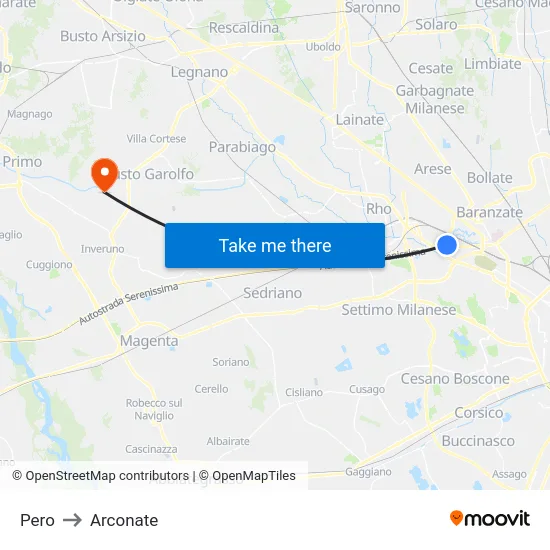 Pero to Arconate map