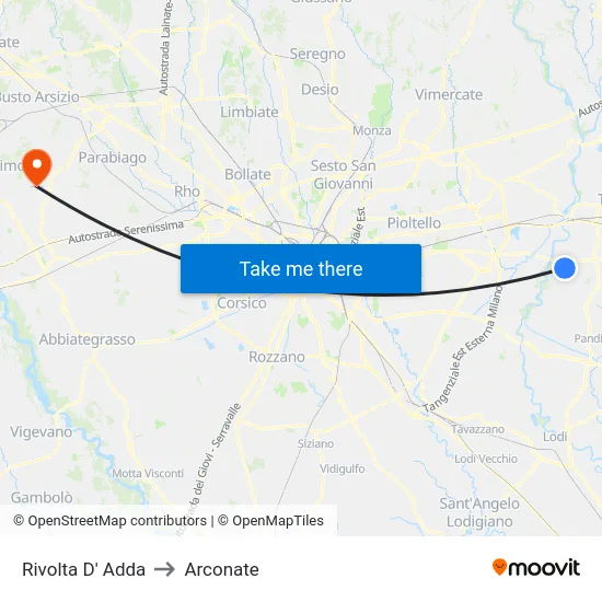 Rivolta d'Adda to Arconate map