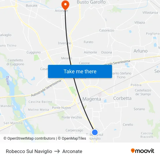 Robecco Sul Naviglio to Arconate map