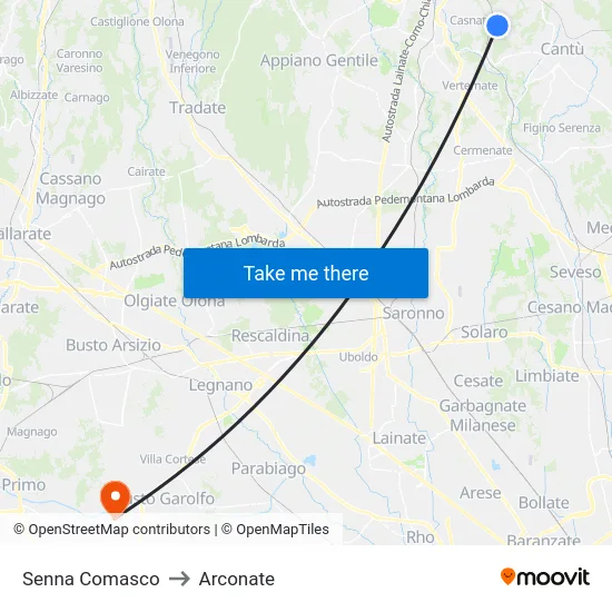 Senna Comasco to Arconate map