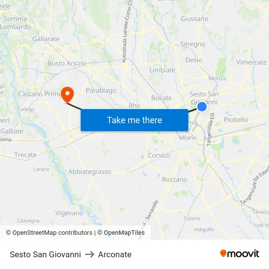 Sesto San Giovanni to Arconate map