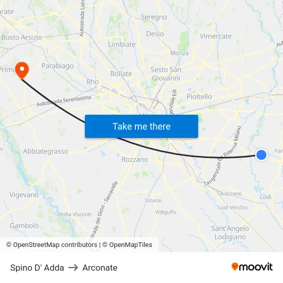Spino D' Adda to Arconate map