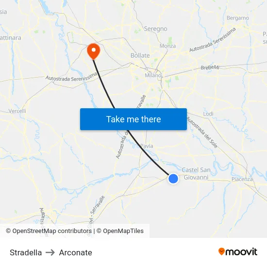 Stradella to Arconate map