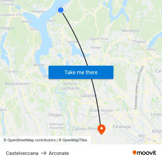 Castelveccana to Arconate map