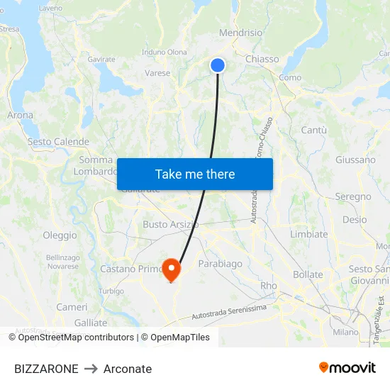 BIZZARONE to Arconate map