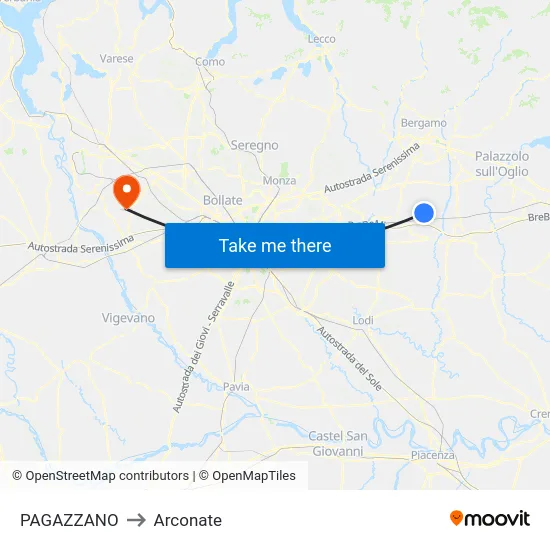 PAGAZZANO to Arconate map