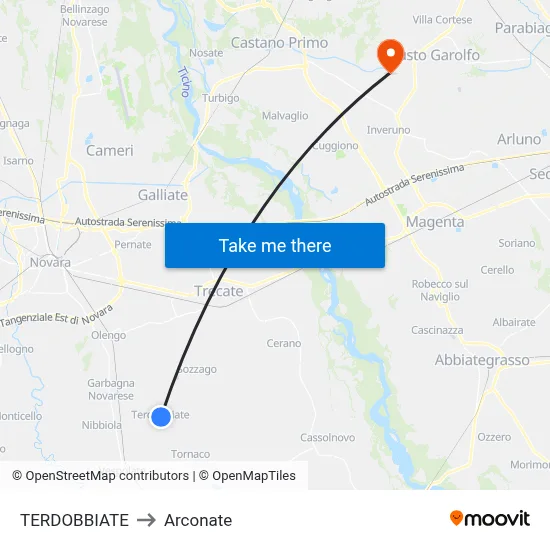 Terdobbiate to Arconate map