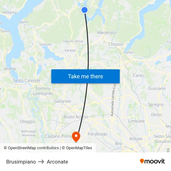 Brusimpiano to Arconate map