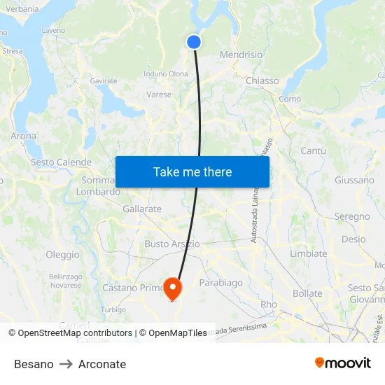 Besano to Arconate map
