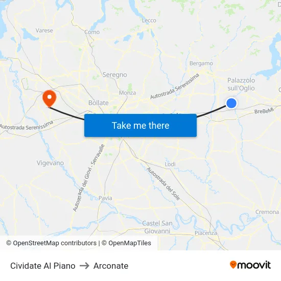 Cividate al Piano to Arconate map