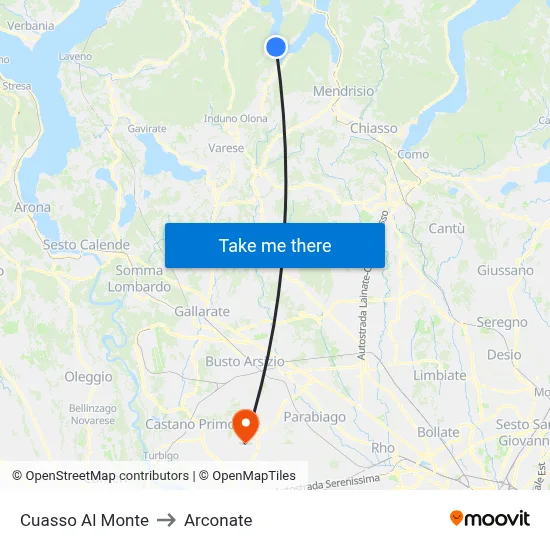 Cuasso Al Monte to Arconate map