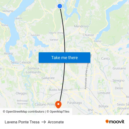 Lavena Ponte Tresa to Arconate map