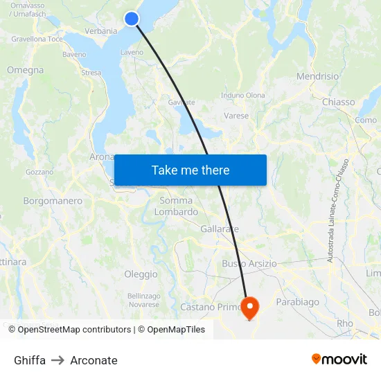 Ghiffa to Arconate map
