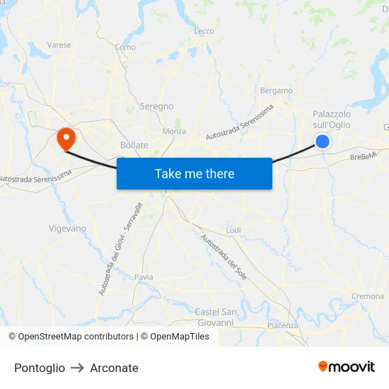 Pontoglio to Arconate map