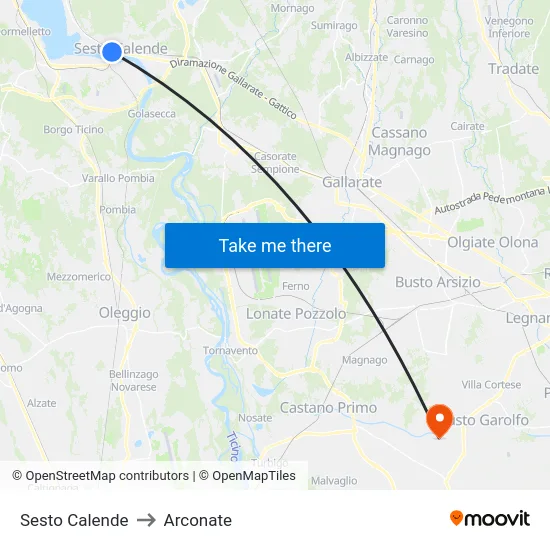 Sesto Calende to Arconate map