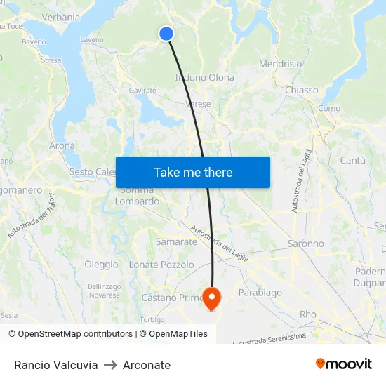 Rancio Valcuvia to Arconate map