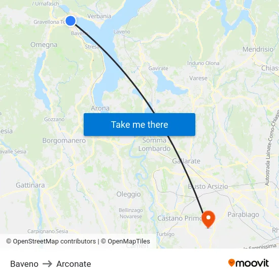 Baveno to Arconate map