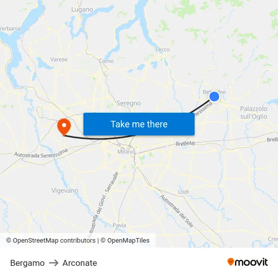 Bergamo to Arconate map