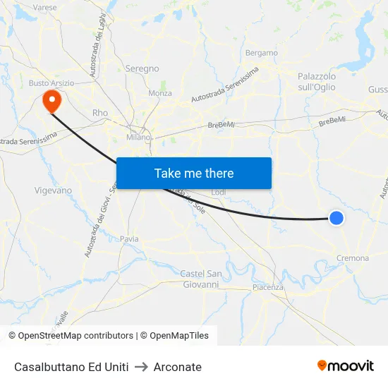 Casalbuttano Ed Uniti to Arconate map