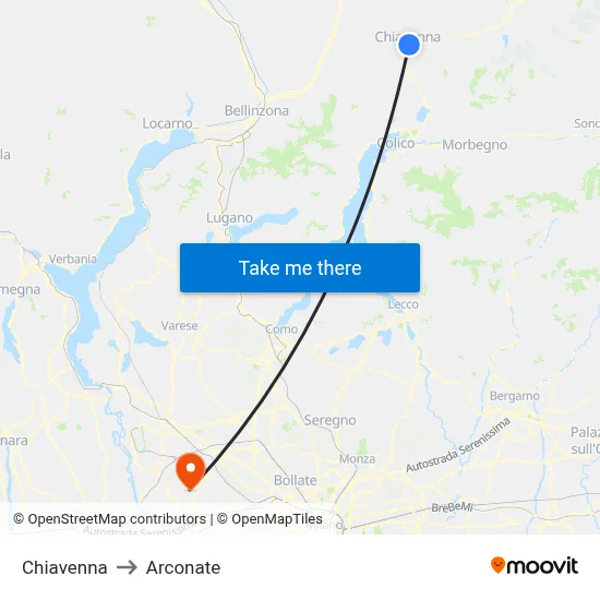 Chiavenna to Arconate map