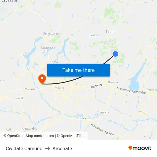 Cividate Camuno to Arconate map