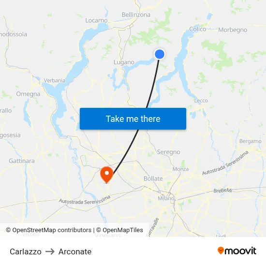 Carlazzo to Arconate map
