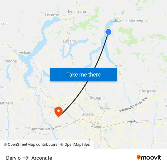 Dervio to Arconate map