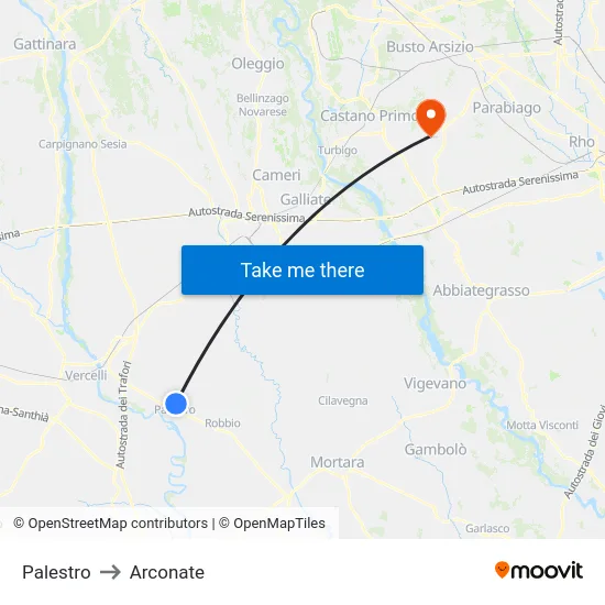 Palestro to Arconate map