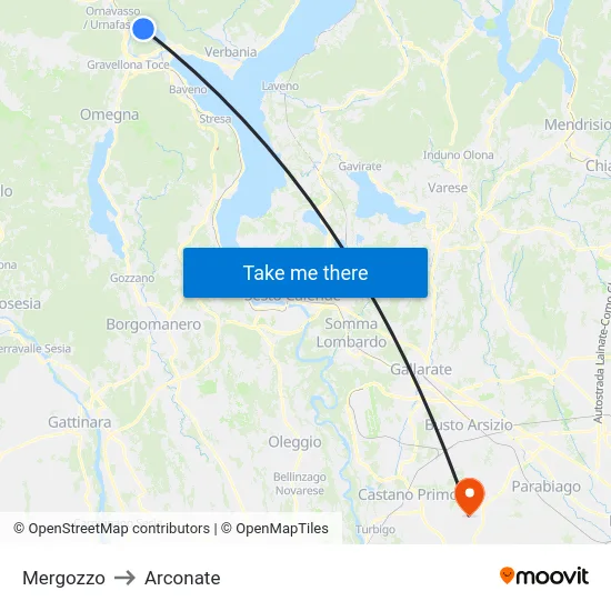 Mergozzo to Arconate map