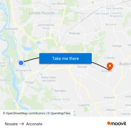Nosate to Arconate map