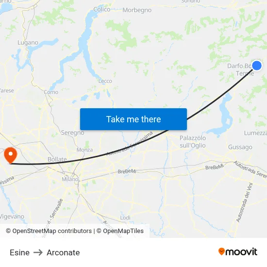 Esine to Arconate map