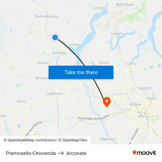 Premosello-Chiovenda to Arconate map