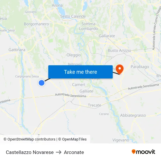 Castellazzo Novarese to Arconate map