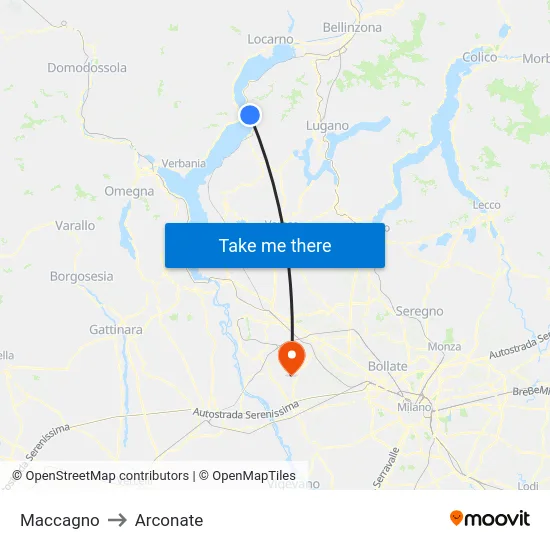 Maccagno to Arconate map