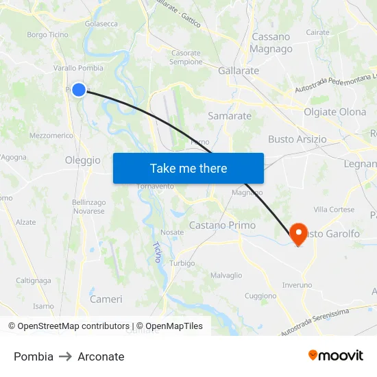 Pombia to Arconate map