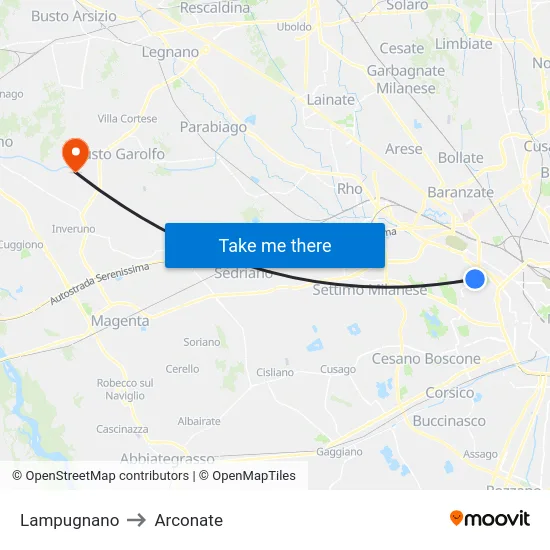 Lampugnano to Arconate map