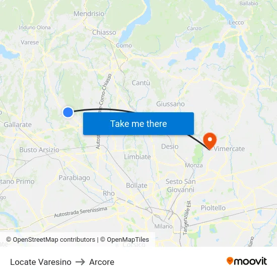 Locate Varesino to Arcore map