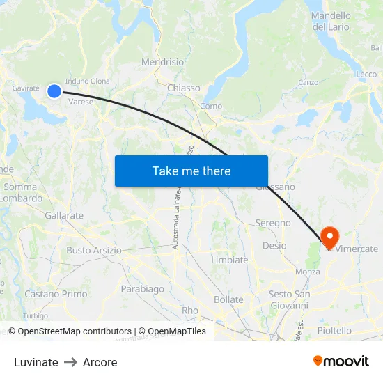 Luvinate to Arcore map