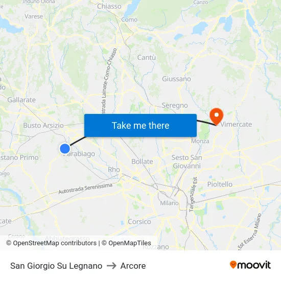 San Giorgio Su Legnano to Arcore map