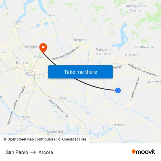 San Paolo to Arcore map