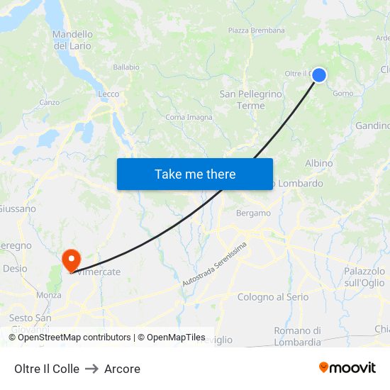 Oltre Il Colle to Arcore map