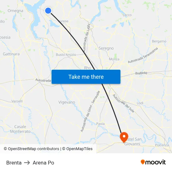 Brenta to Arena Po map