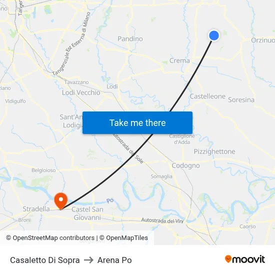 Casaletto di Sopra to Arena Po map