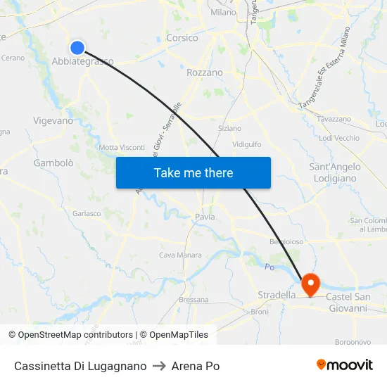 Cassinetta Di Lugagnano to Arena Po map
