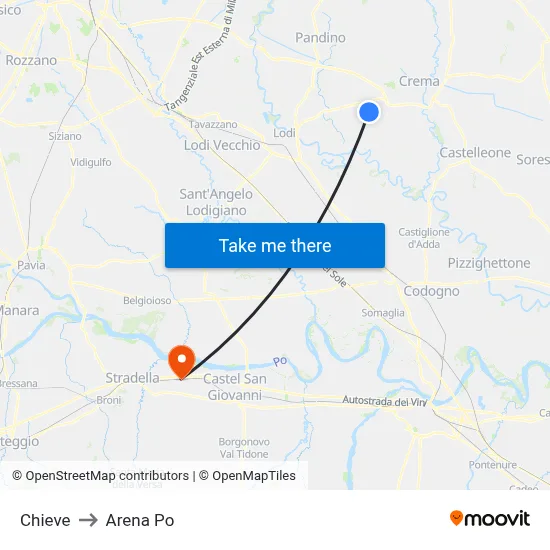 Chieve to Arena Po map