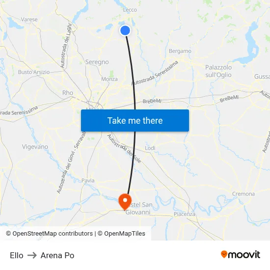 Ello to Arena Po map