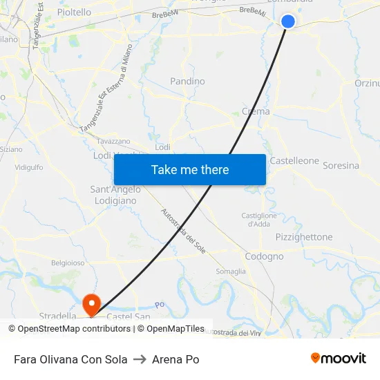 Fara Olivana Con Sola to Arena Po map