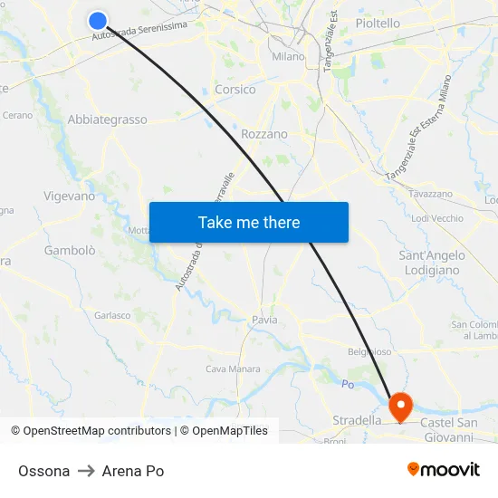 Ossona to Arena Po map