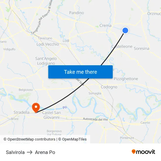 Salvirola to Arena Po map