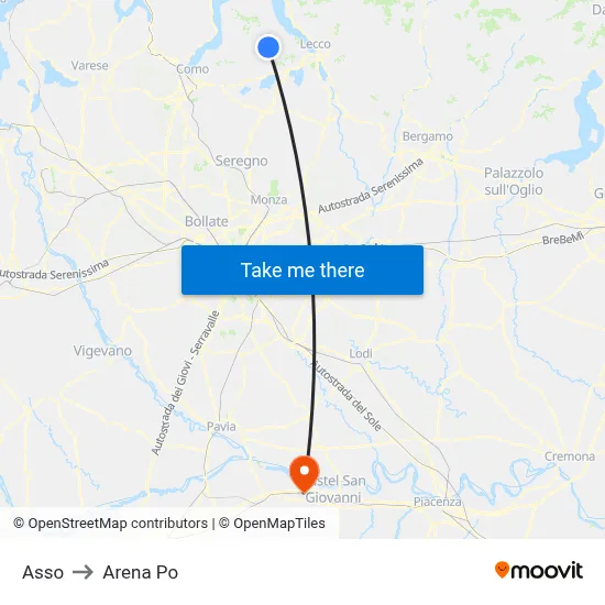 Asso to Arena Po map